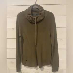 Lauren Ralph Lauren Sweater
Women's L Olive Green Waffle Knit
Pullover Cowl Neck